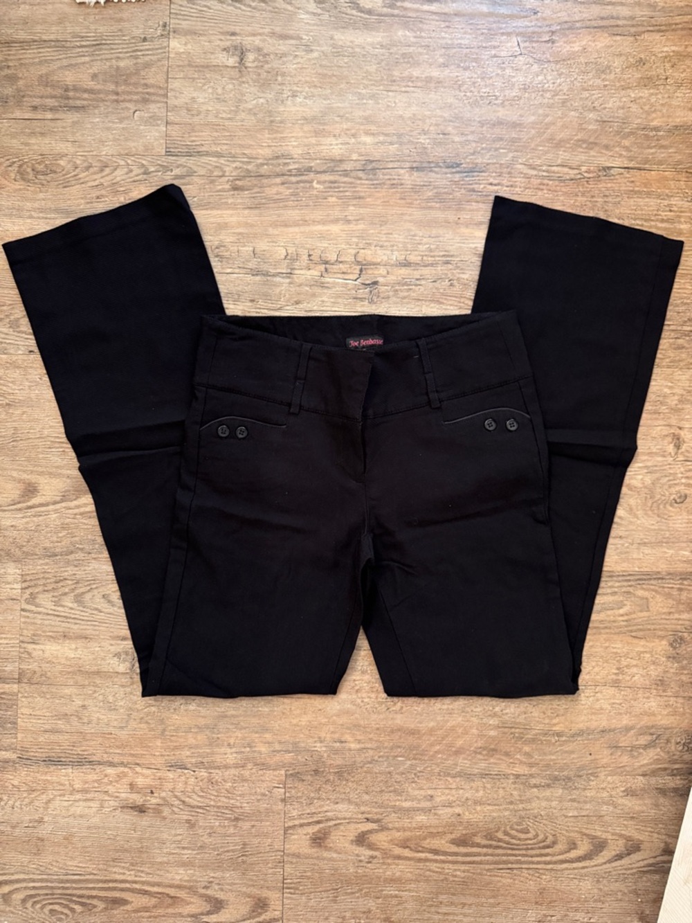 Joe Benbasset Black Bootcut Pants with Hip Button Detail